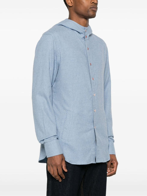 hooded gingham-check shirt